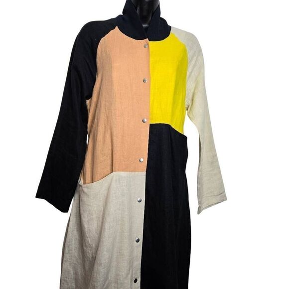 Marimekko Jacket Size XS Snap Button Colorblock 100% Linen - Picture 2 of 11